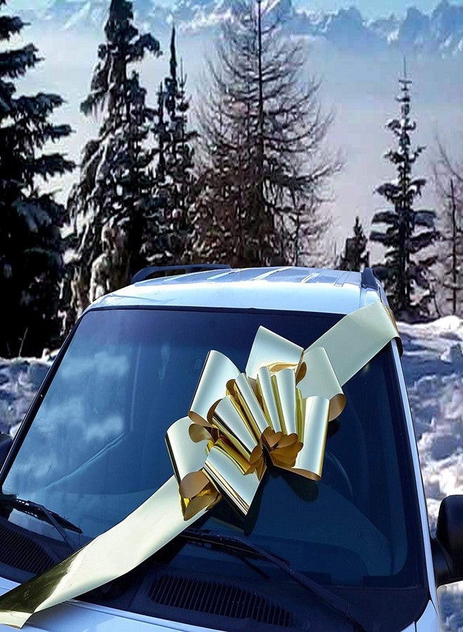 GiftWrap Etc. Big Metallic Gold Car Bow - 25" Wide, Large Ribbon Decoration, Fully Assembled, Mardi Gras, Birthday, Fundraiser, Party Decor, Graduation - Image 1